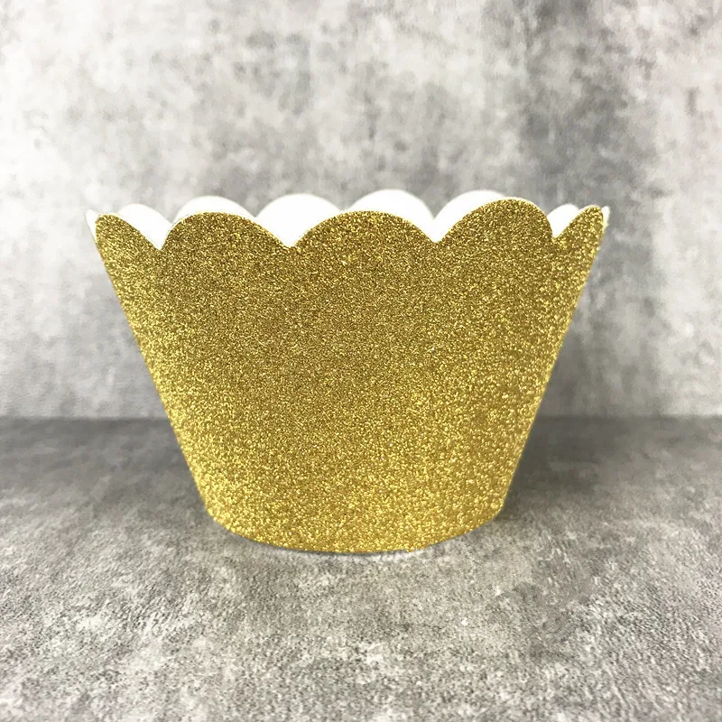 

Super bright gold sliver blue purple cupcake wrapper birthday cake dessert decoration muffin cup favors supply