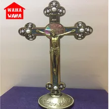 Иисус католический христианский Святой распятие с жемчужными орнаментами крест руд Эммануэль Jesu крест Статуэтка с основанием фигурка