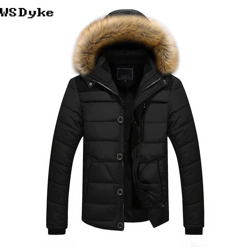 Skup 2019 jesień zima nowy na co dzień z kapturem męska kurtka zimowa grube ciepły futrzany kołnierz mężczyzna parki