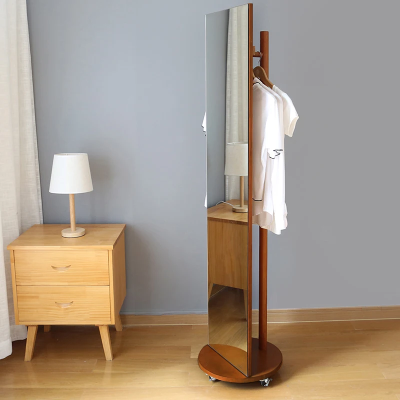 Solid wood floor mirrors Rotary full body mirror Simple land dressing