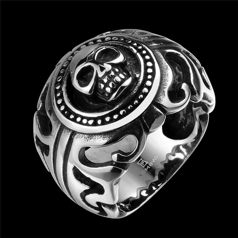 

Skull Mens Rings Retro Hip hop Rock Roll Gothic Female Rings for Men Jewelry Party Wedding Band Black Vintage Skeleton Ring Male