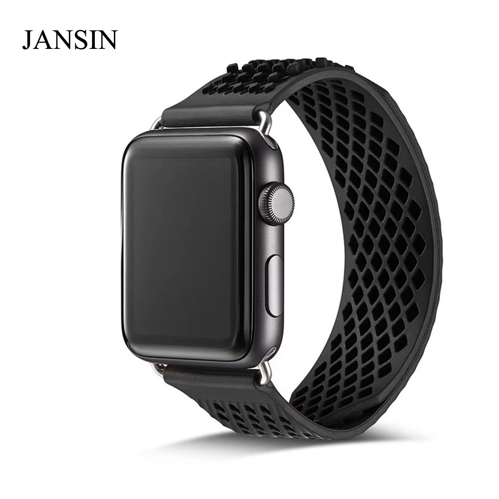 

JANSIN Soft Silicone strap For Apple watch band 38mm 40mm 42mm 44mm replacement sports strap for iWatch Series 1/2/3/4 Bracelet