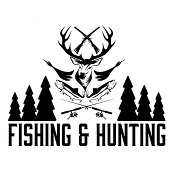 

17.8*13.7cm Fishing Hunting Shop Hunter Fisherman Vinyl Stickers Decals Reflective Material Black/White