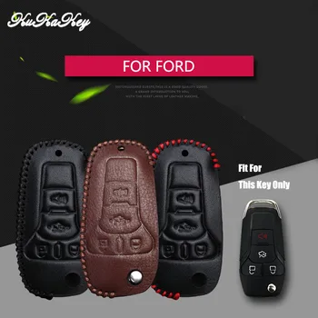 

Real Leather Car Remote Key Shell Case Cover For Ford Mondeo Mk2 Mk3 Mk4 Escort Fiesta C Max Focus Kuga 3 Buttons Key Bag Case