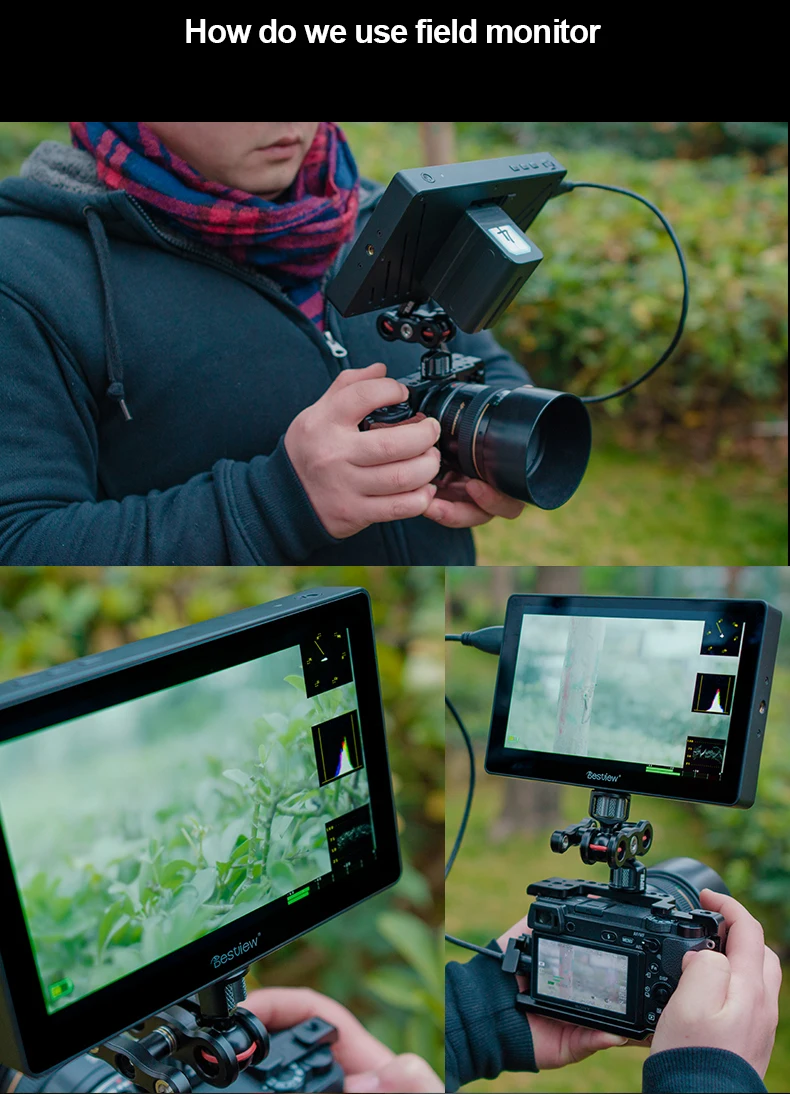 Bestview R7 7-дюймовый 1920x1200 Видеокамера DSLR-монитор для Canon Nikon Sony Panasonic 4K HDMI Монитор ЖК-дисплей с полным сенсорным экраном