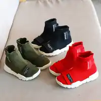 Childrens Leisure Shoes New Fashion Kids Shoes Boys High Top Boots Girls Sports Shoes Breathable Sneakers Knitted Flats 21-30#