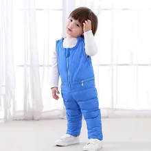 Зимние Пуховые штаны для маленьких девочек Детская плотная верхняя одежда, комбинезоны штаны на утином пуху, Детские теплые штаны с принтом детский комбинезон, От 1 до 5 лет