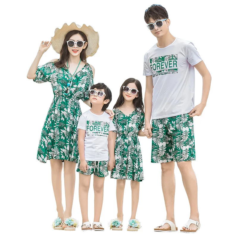 Mommy and Me Mother Daughter Dress Family Look Beach T Shirts Like Father Son Matching Clothes Boy Shorts Sun Production Shirts