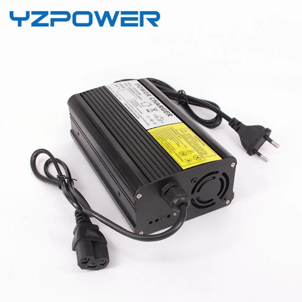 YZPOWER авто-стоп 42 в 8А литиевая батарея зарядное устройство для 36 В литий-ионная Lipo аккумуляторная батарея охлаждения с вентилятором внутри Алюминиевый Чехол