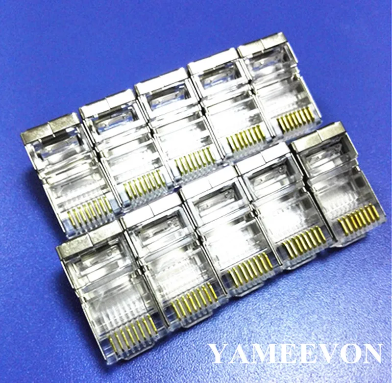 

20pcs / lot cat6 cat6a network connector split type rj45 metal shield 8P8C shielding shielded cable modular plug terminals