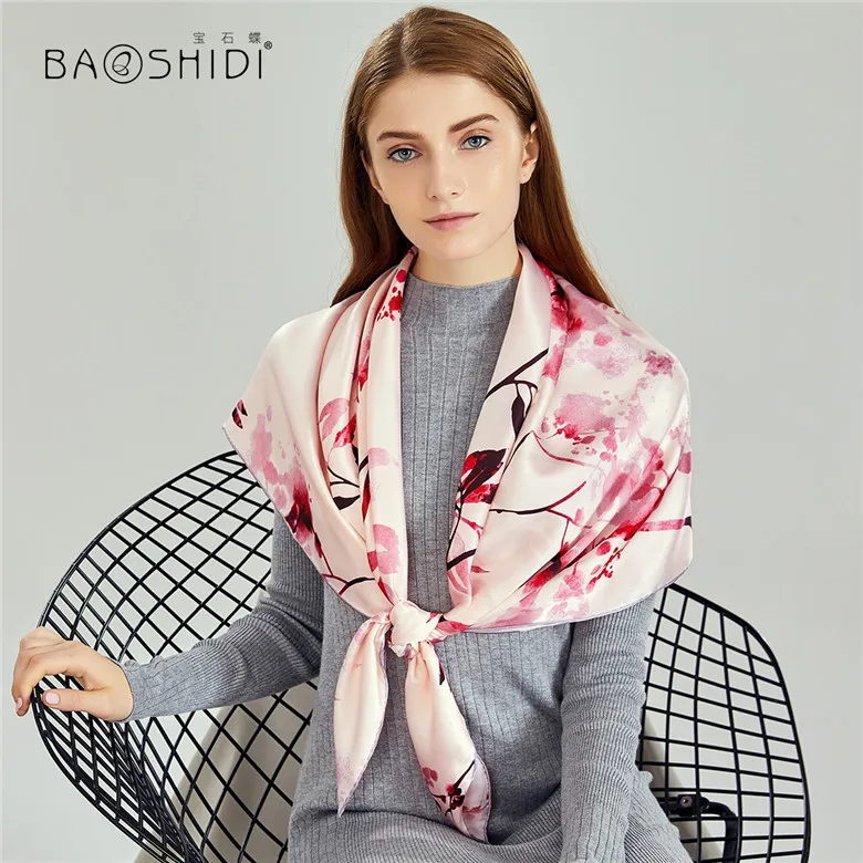 [BAOSHIDI] Осень 16 момме шелковый шарф, бесконечность 106*106 шарфы женские, роскошный бренд леди шаль, мода чистый Шелковый шарф - Цвет: 1021170485