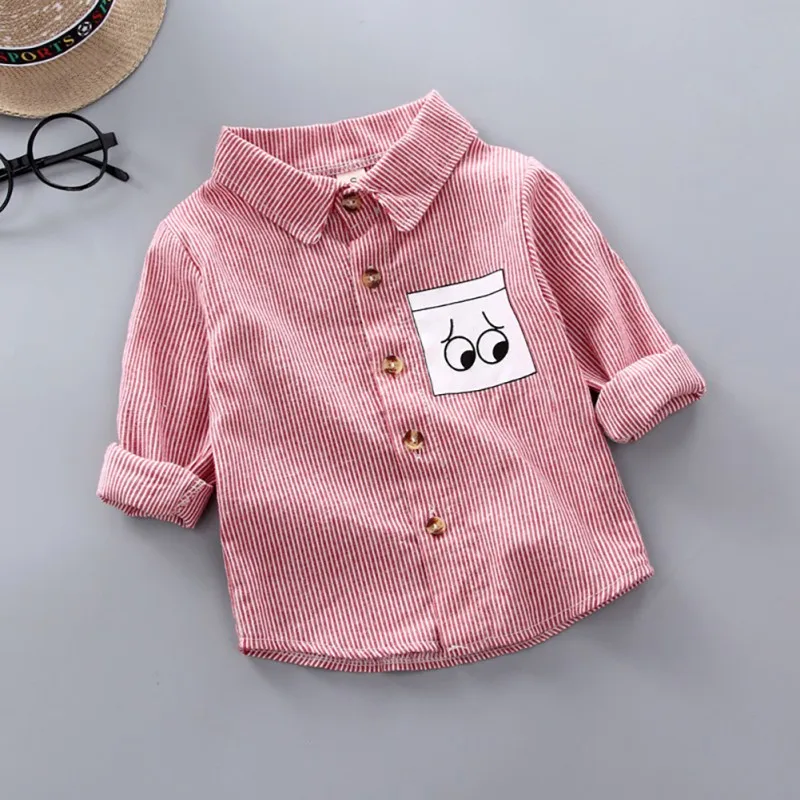 

Autumn Winter Casual Baby Boy Shirts Striped Letter Printing Long Sleeve Shirt Kids Clothes