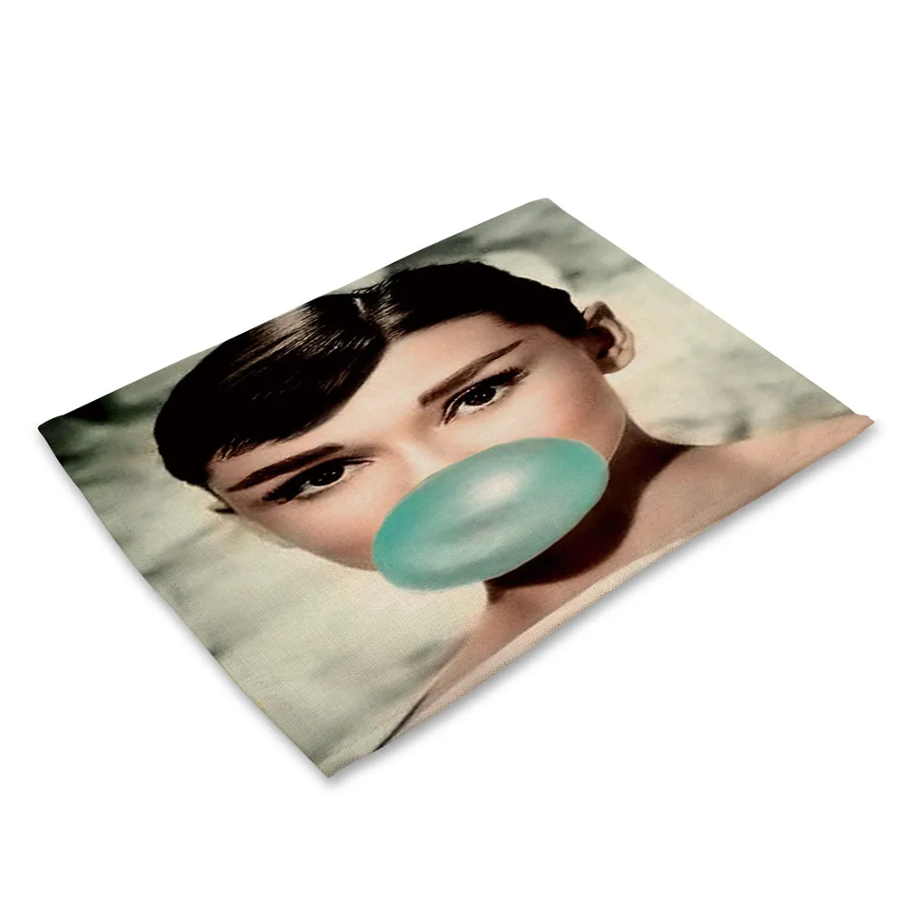 Celebrity Printed Linen Placemat Marilyn Monroe Table Mat Creative Audrey Hepburn Kitchen Dinner Table Mats Cup Coasters 42x32 Celebrity Printed Linen Placemat Marilyn Monroe Table Mat Creative Audrey Hepburn Kitchen Dinner Table Mats Cup Coasters 42x32