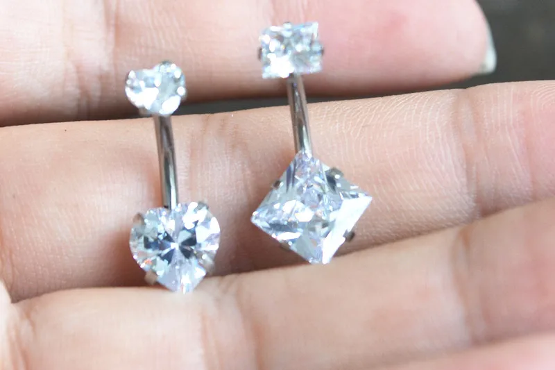 50pcs 14gx10mmx5/8mm Surgical Steel Double CZ internally Threaded Navel