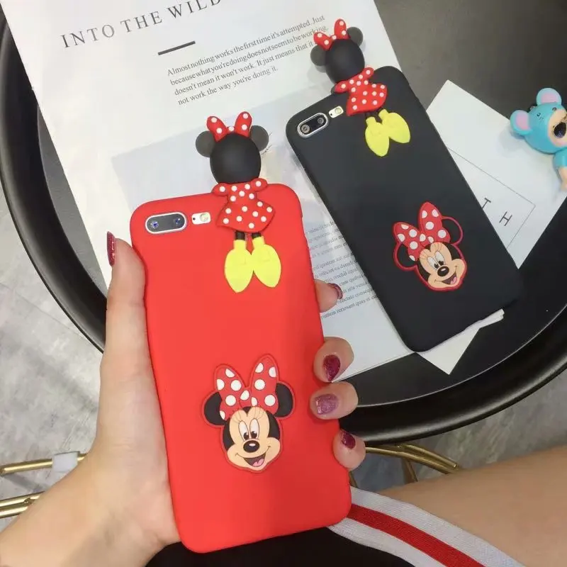 Мода милый мультфильм 3D Микки и Минни Маус Мышь принципиально чехол для iPhone 7 6 6S 8X5
