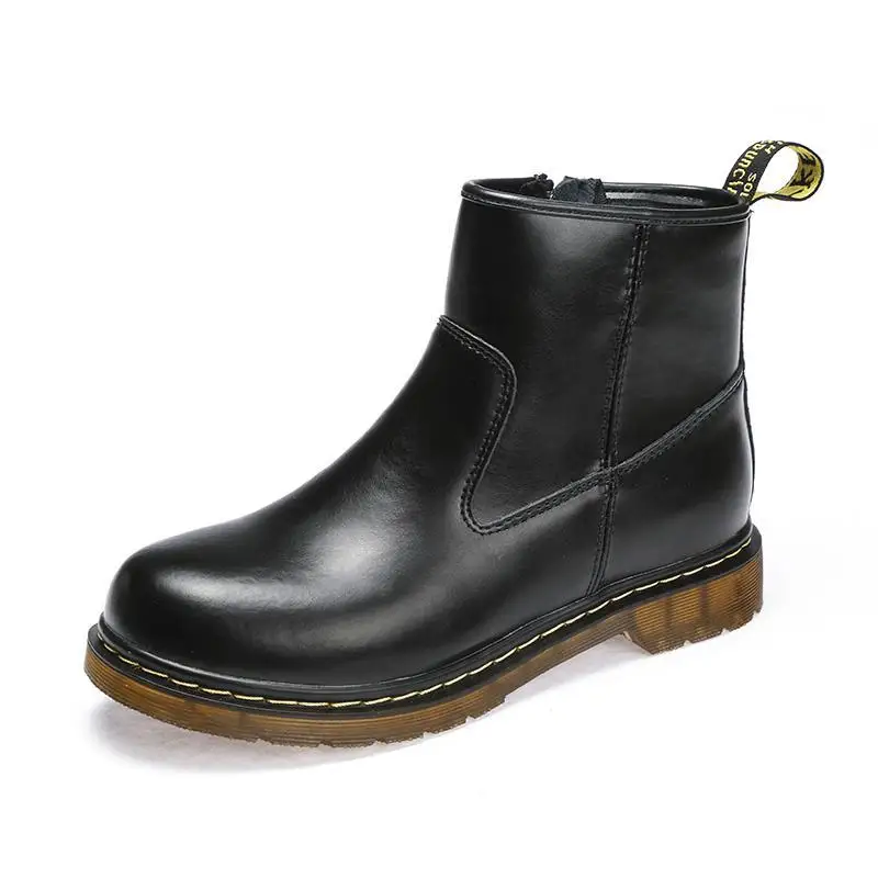 

Unisex Fashion 100% Genuine Leather Boots Men High-top Zipper Ankle Dr Martins Boots Designer Black Motorcycle Boots Men