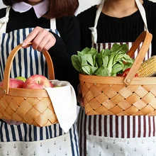 Чистая ручная деревянная плетеная корзина с ручками, корзина для хлеба, корзина для фруктов