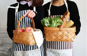 

2017 Pure manual wood woven handle basket laden bread basket fruit basket