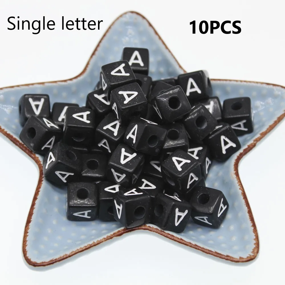 CHONGAI 100 шт кубические акриловые бусины с буквами один Алфавит A-Z черный квадратный браслет бусины для изготовления ювелирных изделий 10*10 мм - Цвет: A