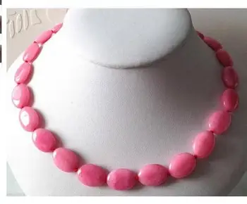 

mujer brincos choker anime gem chocker maxi collier Stunning Natural 13x18mm Pink gem Oval Beads Necklace for women jewelry