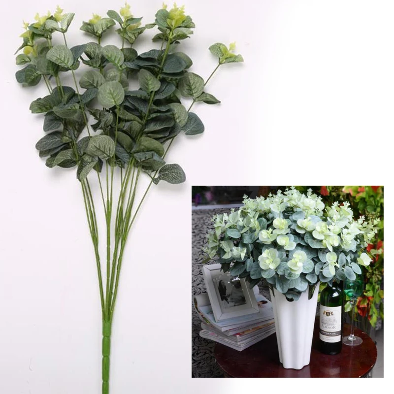 

Artificial Money Leaves Eucalyptus Leaf Artificial Plant Fake Green Plants Branches Home Wedding Flower Decoration Drop shipping