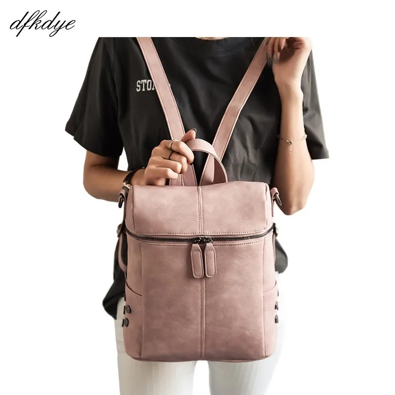 

Women Fashion Backpack Simple Style Pu Leather Backpacks For Teenagers Girls School Bags Fashion Vintage Back Pack Bagpack