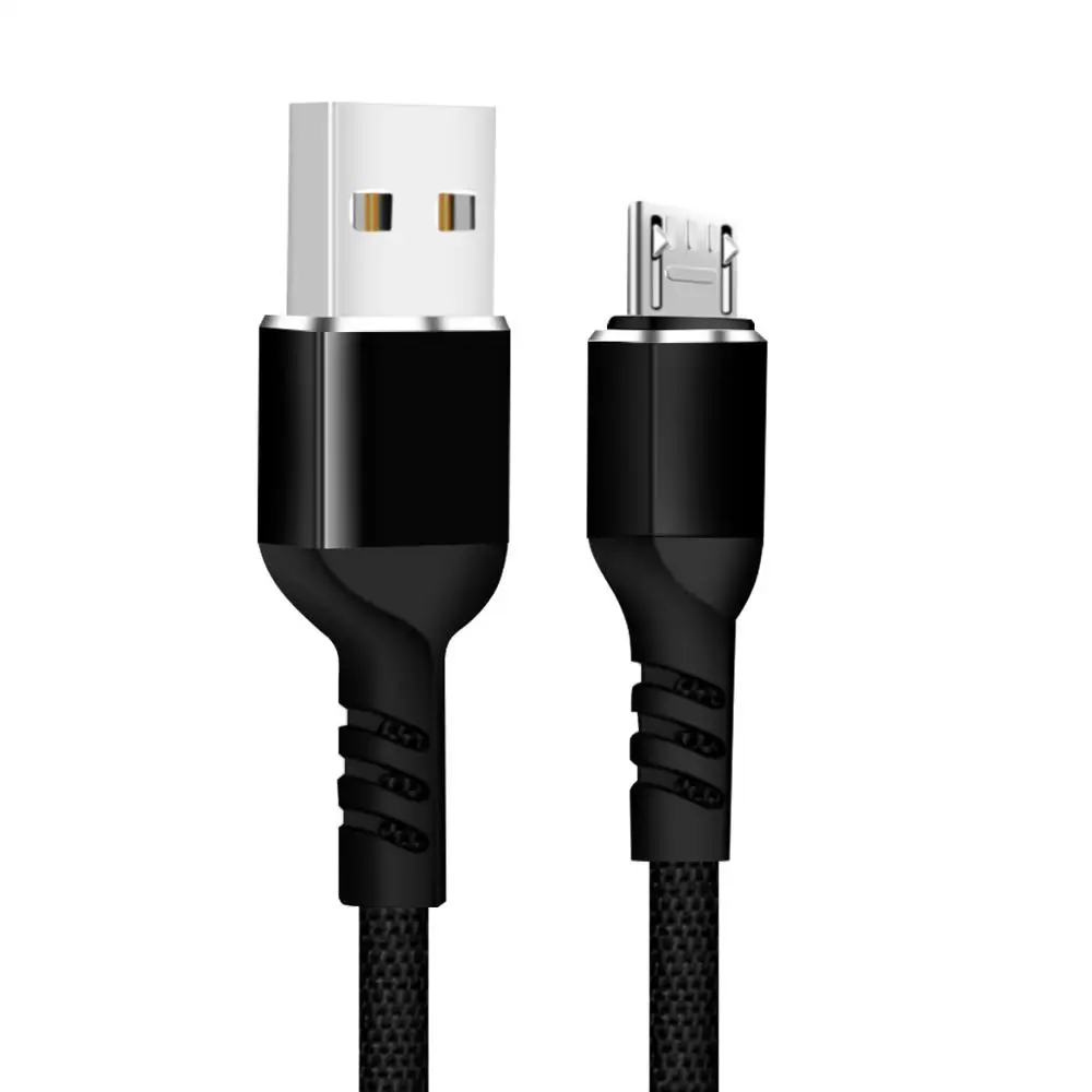 FONKEN Micro USB кабель 3A Быстрая зарядка USB кабель для передачи данных 1 м 2 м тканевый Плетеный Android USB ЗУ для мобильного телефона Быстрый зарядный провод - Цвет: Black USB Cable