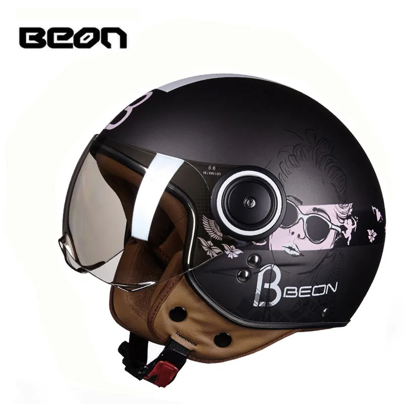 girl black Больше цветов ECE BEON B110B мотоциклетный шлем для женщин мужчин, скутер, электрический велосипед винтажные шлемы для мотобайкинга, размер M L XL - Цвет: girl black