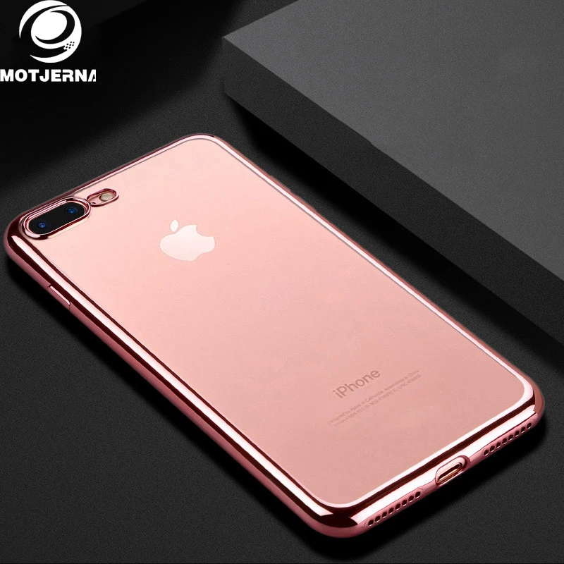 

Motjerna Plating Frame Silicone Transparent Phone Case For iPhone 7 6 6S 8 Plus X 5S 5 S SE Soft TPU Phone Cases Combo Armor