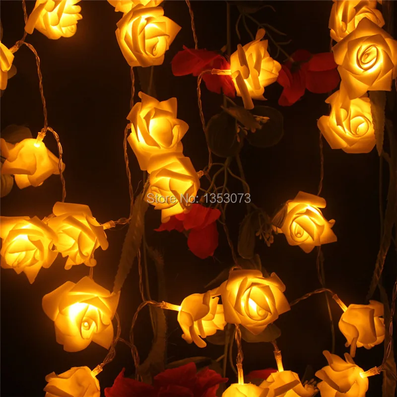 YIYANG 20 светодиодный Rosa Flor Luz de la Bateria Noche Cadena Partido фестиваль де Navidad Boda del jardin Dormitorio