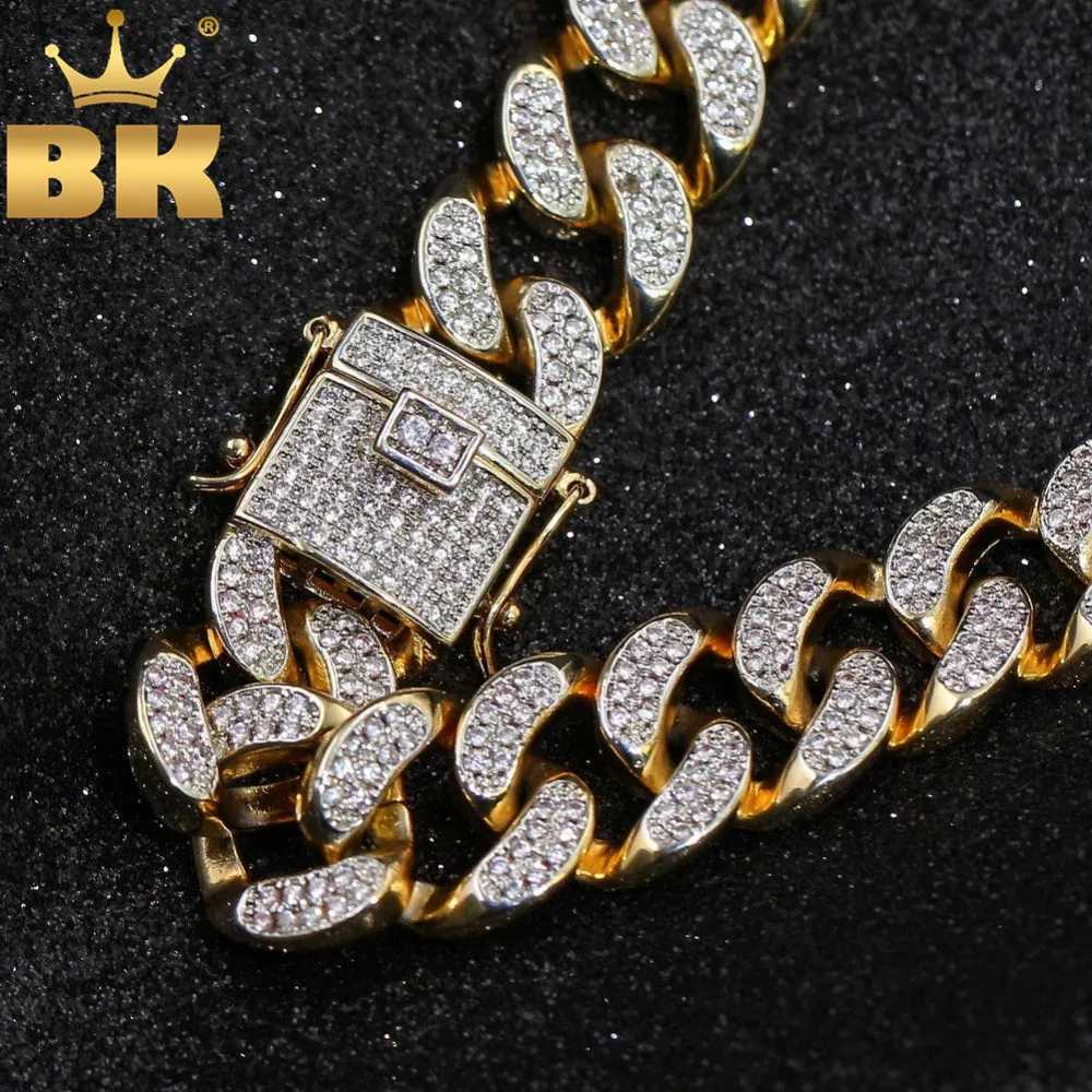 Susemoti Iced Out Miami Cuban Link Chain - 14K Gold Plated/Sterling Silver, 14mm Wide, Hip Hop Jewelry For Men & Women