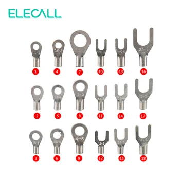 

420Pcs/Box 18 In 1 Terminals Non-Insulated Ring Fork U-type Terminals Assortment Kit Cable Wire Connector Crimp Spade Set Lug