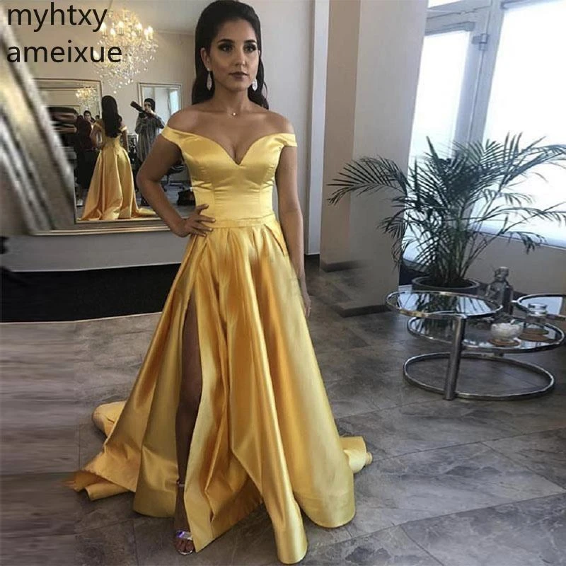 yellow satin ball gown