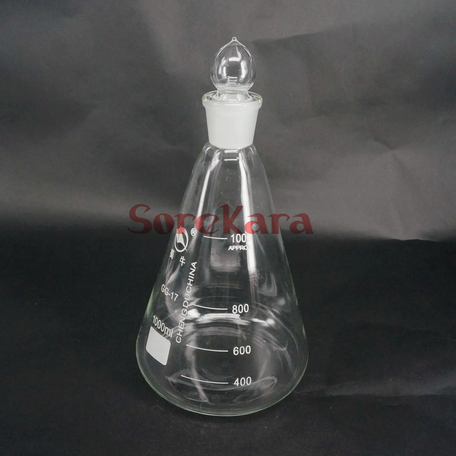 1000 мл коническая фляга из боросиликатного стекла Erlenmeyer с пробкой для химической