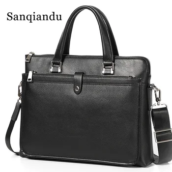 

Sanqiandu 2018 New Fashion Men Briefcase Genuine Leather Men Bags Business Men Laptop Bags Luxury Brand Male Briefcases Handbags