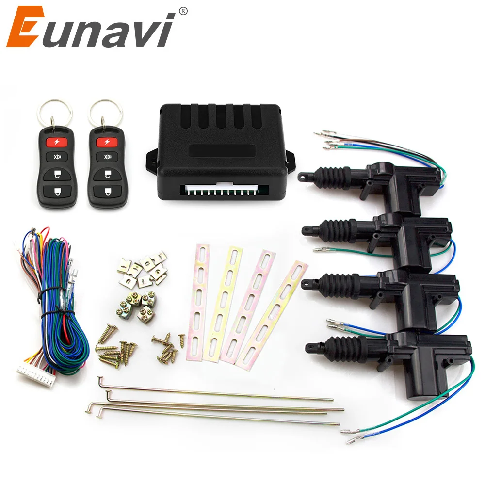 Eunavi العالمي السيارات قفل مركزي سيارة قفل باب كهربي المحرك 12 فولت المحرك (4 حزمة) سيارة قفل مركزي نظام دخول بدون مفتاح