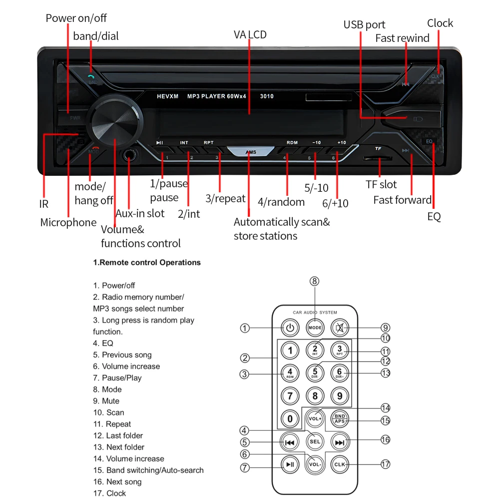 Автомобильное радио 1din Авторадио Aux вход приемник Bluetooth стерео радио MP3 мультимедийный плеер Поддержка FM/MP3/WMA/USB/sd-карта
