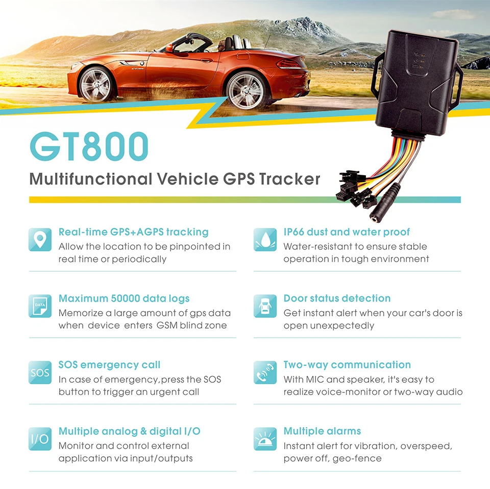 Concox GT800 Популярный Многофункциональный GSM gps автомобильный gps-трекер для автомобиля мотоцикла слежения за автомобилем с онлайн-системой слежения