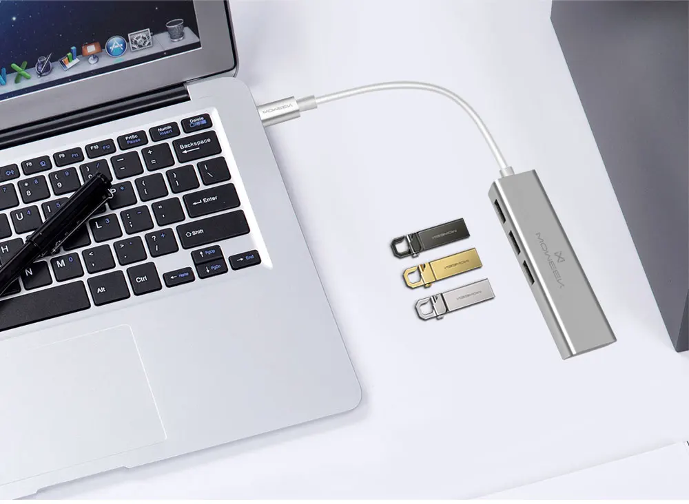 Moweek USB 3,0 концентратор type c для Ethernet сетевой адаптер 1000 Мбит/с RJ45 usb-c с 3 usb 3,0 портами usb разветвитель для MacBook Pro