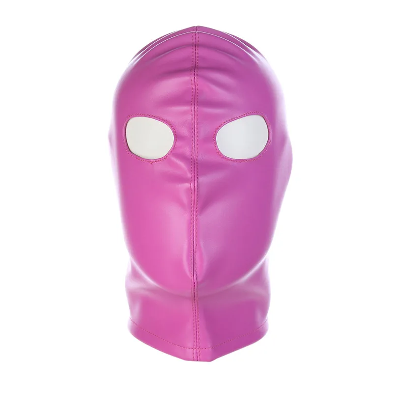 

Unisex Lavender Soft Faux Leather Back Lace Up Fetish Hood Open Eyes Gothic Gimp Role Play Fetish Cosplay Halloween Costume