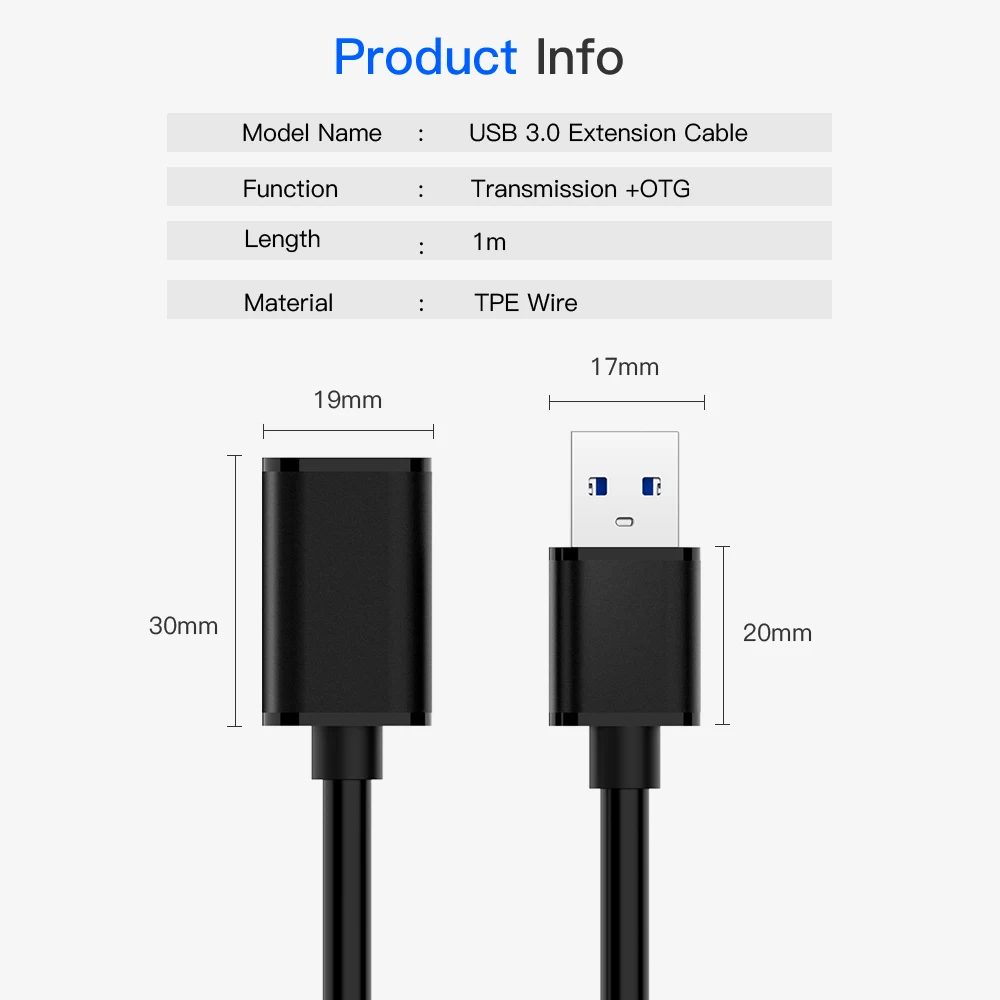 USB кабель для передачи данных USB3.0 с разъемом «Папа-мама» для ПК, клавиатуры, принтера, камеры, мыши, игрового контроллера 5Gbp/s, USB 3,0 кабель