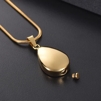

KSJ12729 Engravable Mini Teardrop Necklace Steel, Gold, Pink, Black Tone Pet/ Cremation Jewelry Pendant to Hold Ash Keepsake