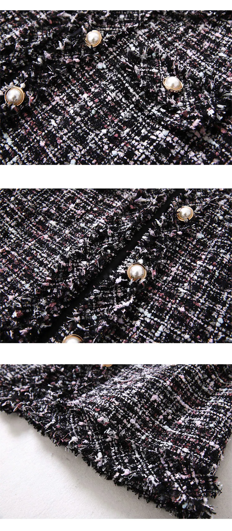 Ручной Работы Роскошный Блейзер Костюмы для женщин Мода решетки твид кисточкой жемчужные пуговицы короткие блейзеры пальто
