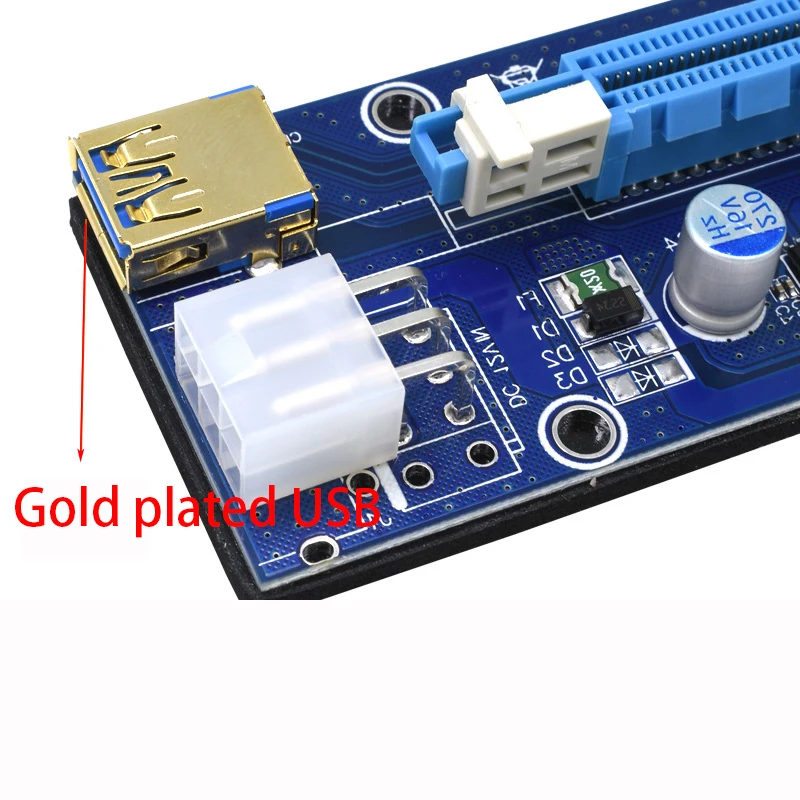 009S PCIE RISER 6PIN 16X for BTC mining with LED USB Gold Port-6 (1)