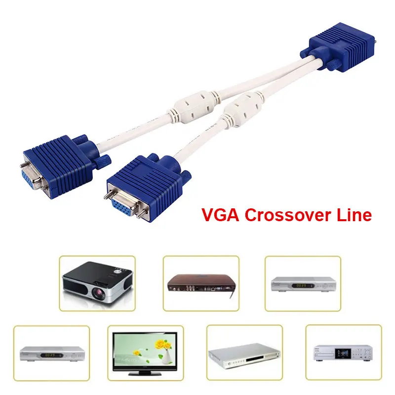

Durable VGA Adapter Monitor 1080P VGA Splitter Cable Graphics Card Universal SVGA Cable Projector
