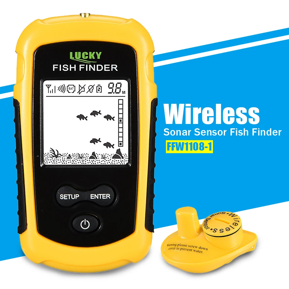 محظوظ FFW1108-1 اللاسلكية السمك مكتشف السونار استشعار محول مسبار إنذار كاشف 40 متر عمق Fishfinder ل الصيد محظوظ FFW1108-1 اللاسلكية السمك مكتشف السونار استشعار محول مسبار إنذار كاشف 40 متر عمق Fishfinder ل الصيد