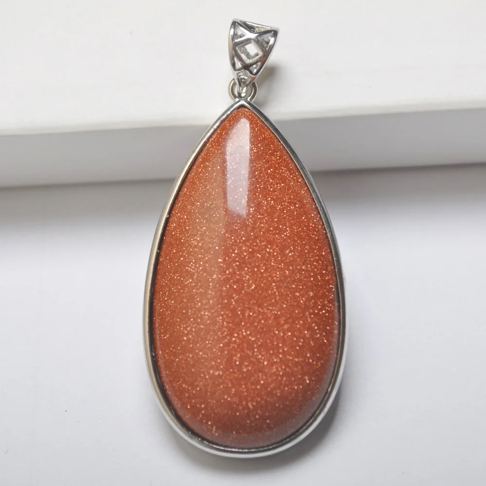 Golden Sandstone Stone Waterdrop Pendant Fashion Jewelry For Woman Gift S3075 Pendants