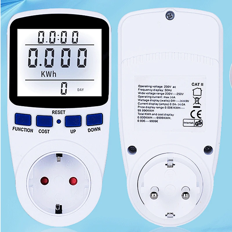 

Digital Wattmeter Energy Power Meter Backlight Large Screen Electronic Voltage Current Outlet Socket Monitor Calculator Analyzer