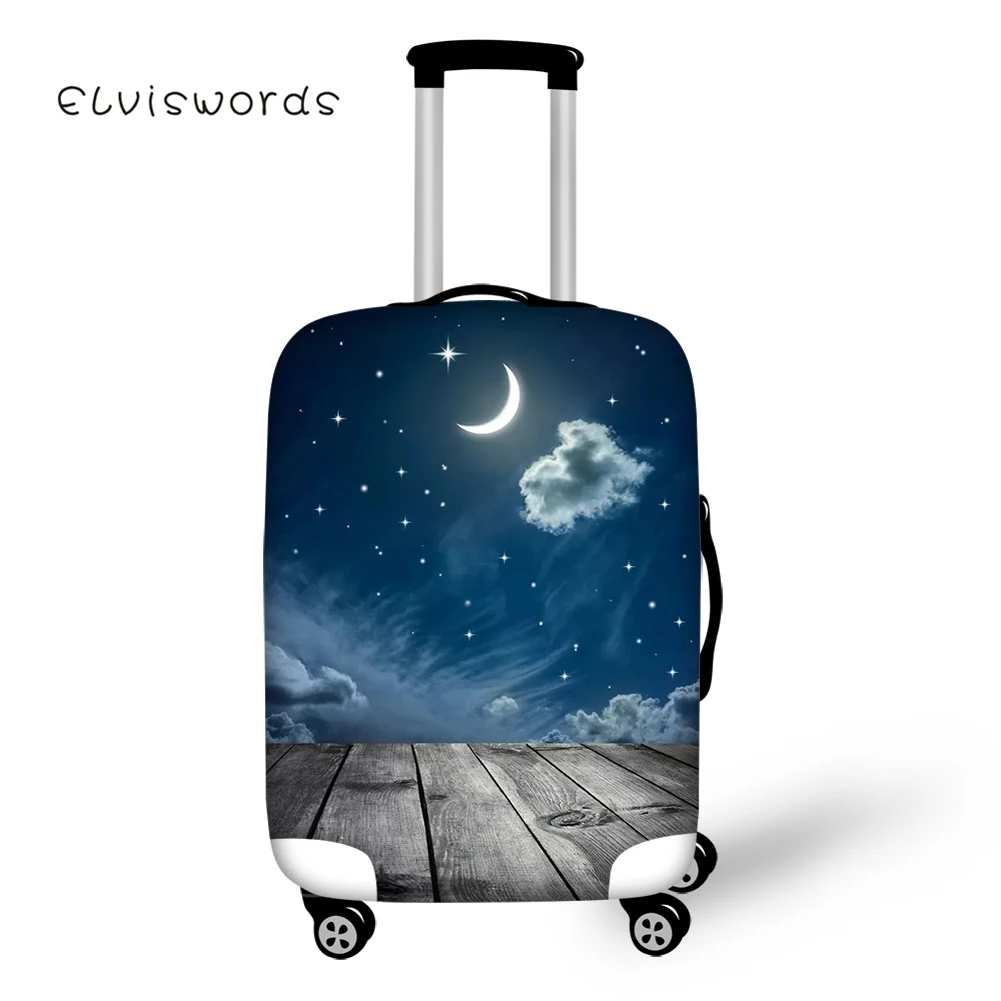 

ELVISWORDS Travel Luggage Cover Romantic Starry Moon Printed for Suitcase Protective Cover Elastic Stretch to 18''-30'' Case New