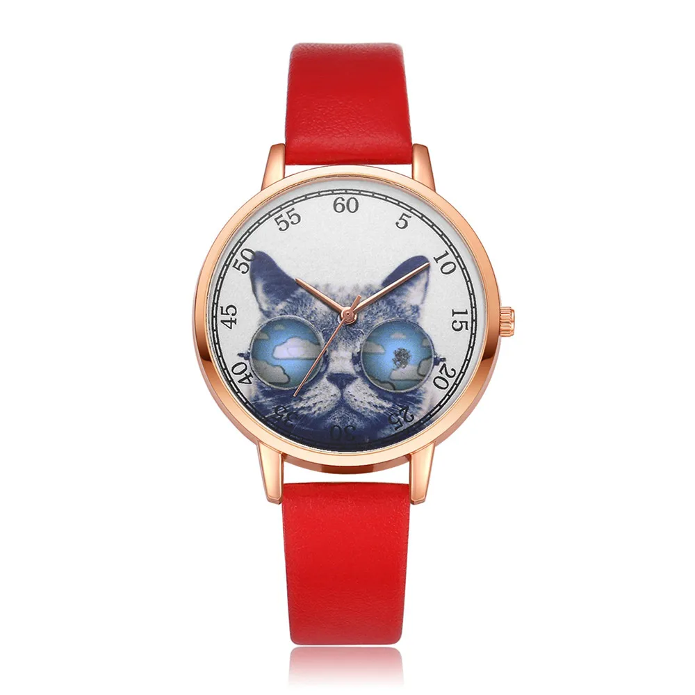 LVPAI Cat Print Watch Women Luxury Leather High Quality Bracelet Quartz Watch For Women Dress Wristwatches Female Hot Clock #S